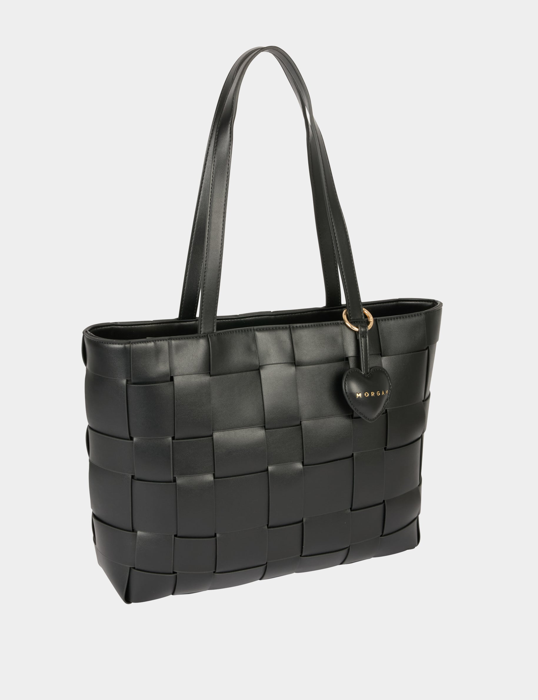 Sac cabas tress&eacute; noir femme