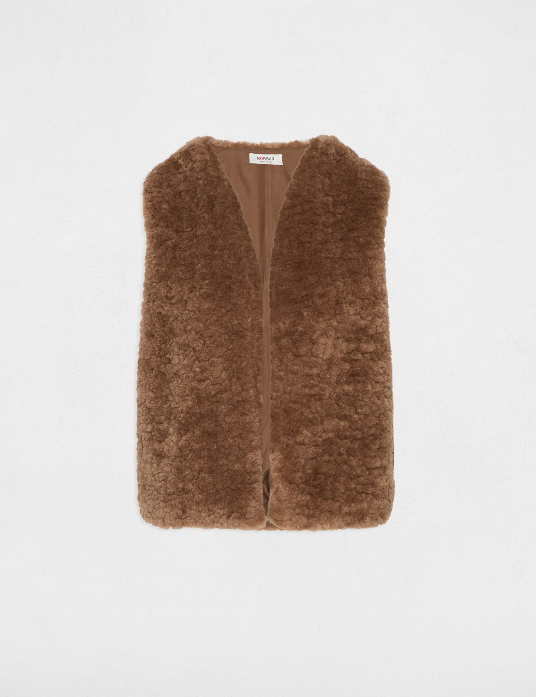 Gilet fausse fourrure marron femme