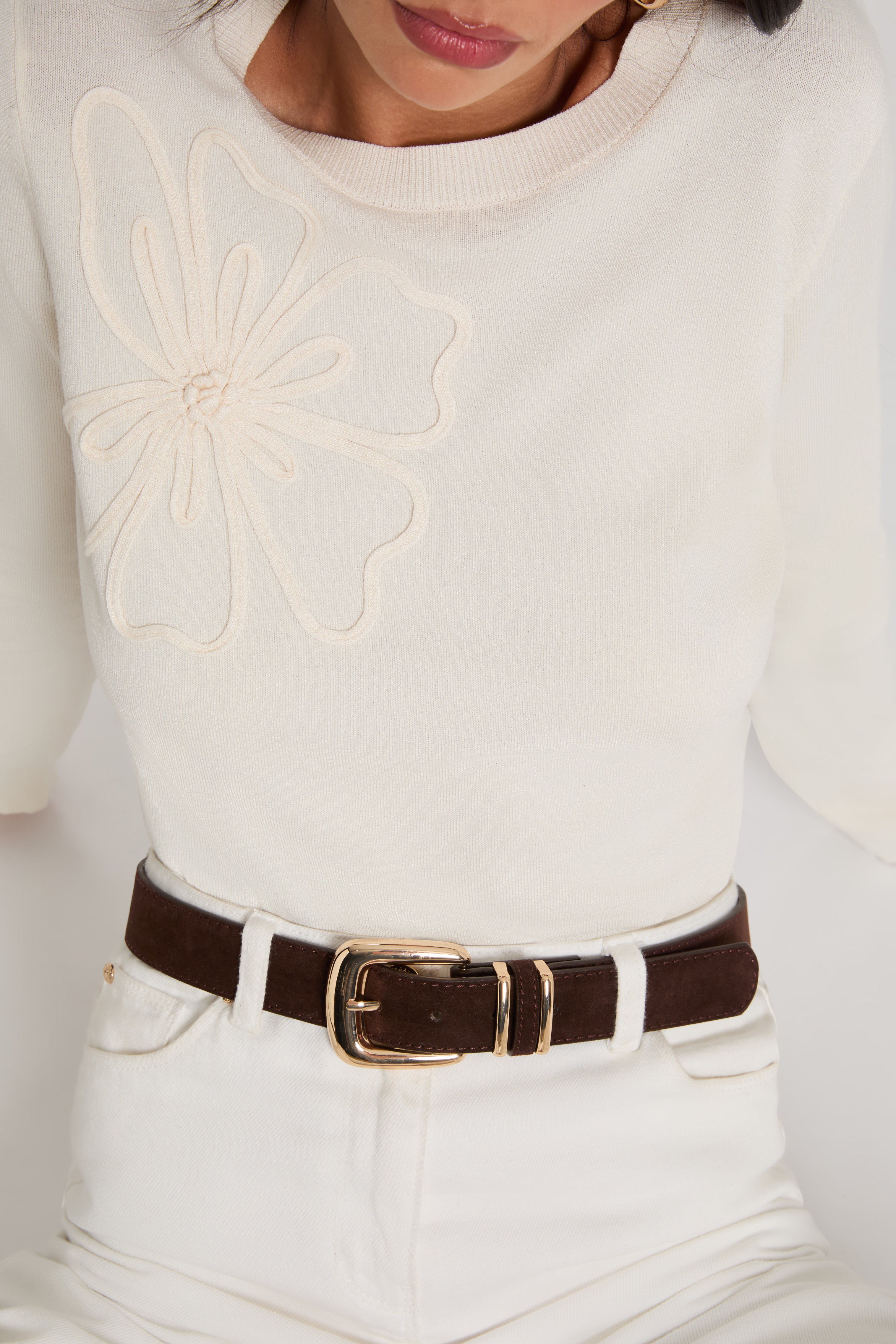 Ceinture fine similicuir marron fonc&eacute; femme