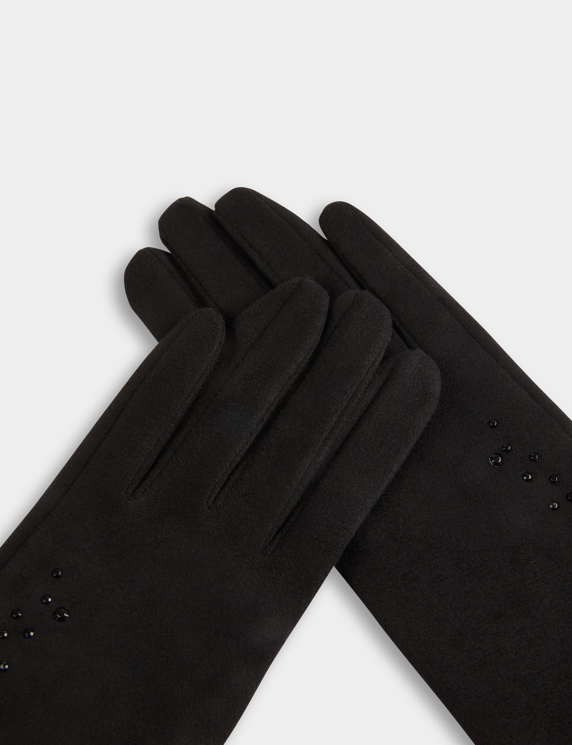 Gants su&eacute;dine strass noir femme