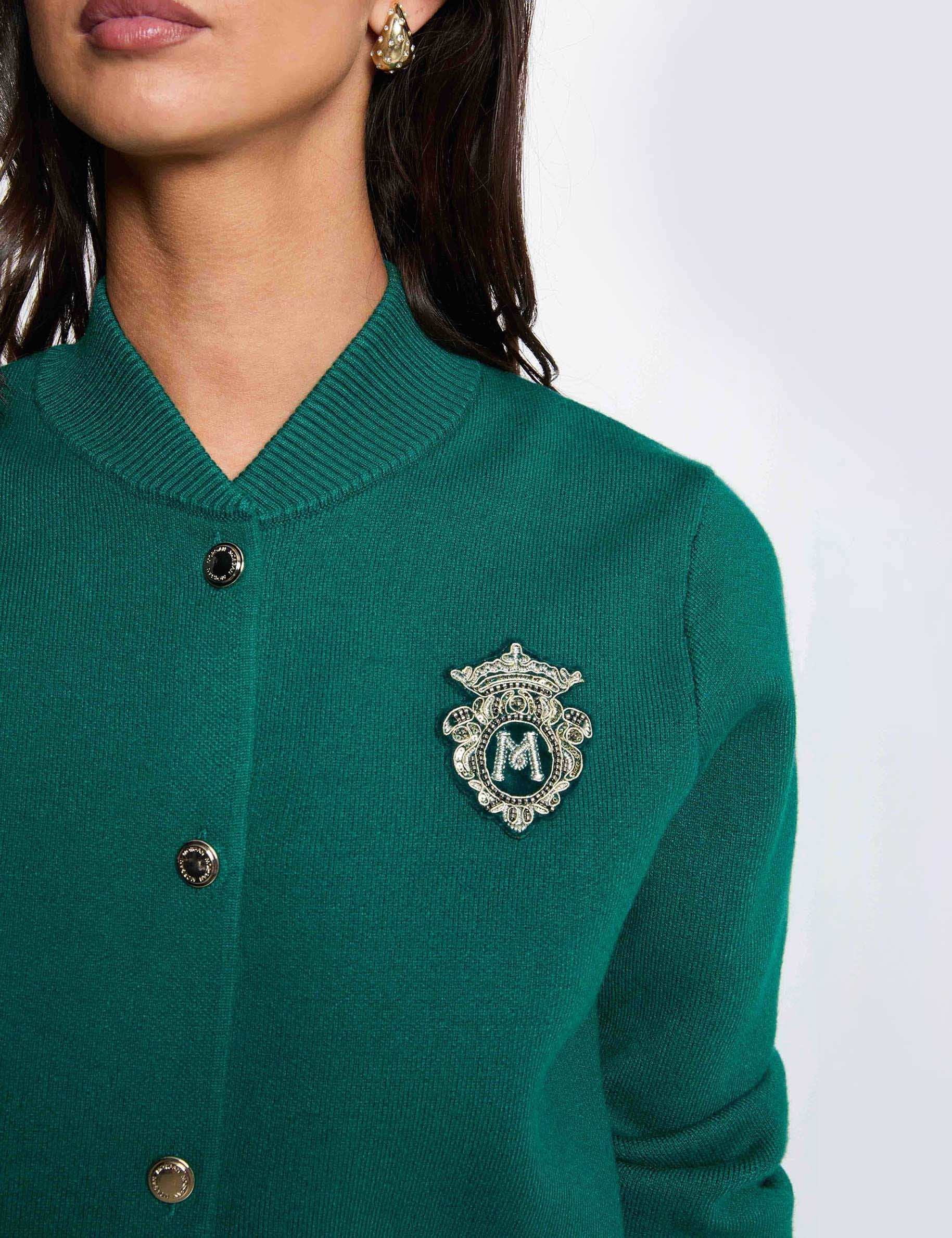 Pull col teddy vert femme