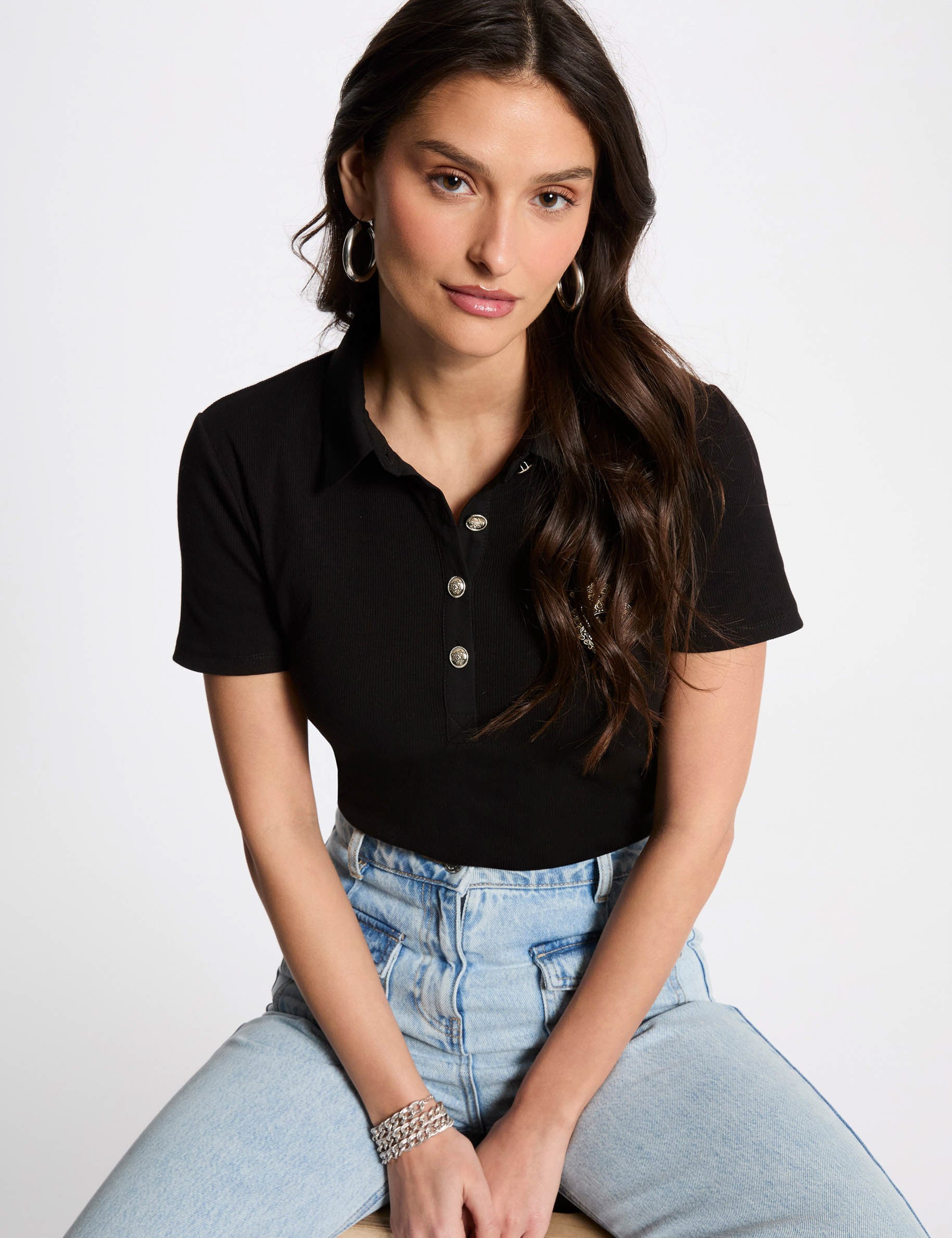 T-shirt manches courtes noir femme