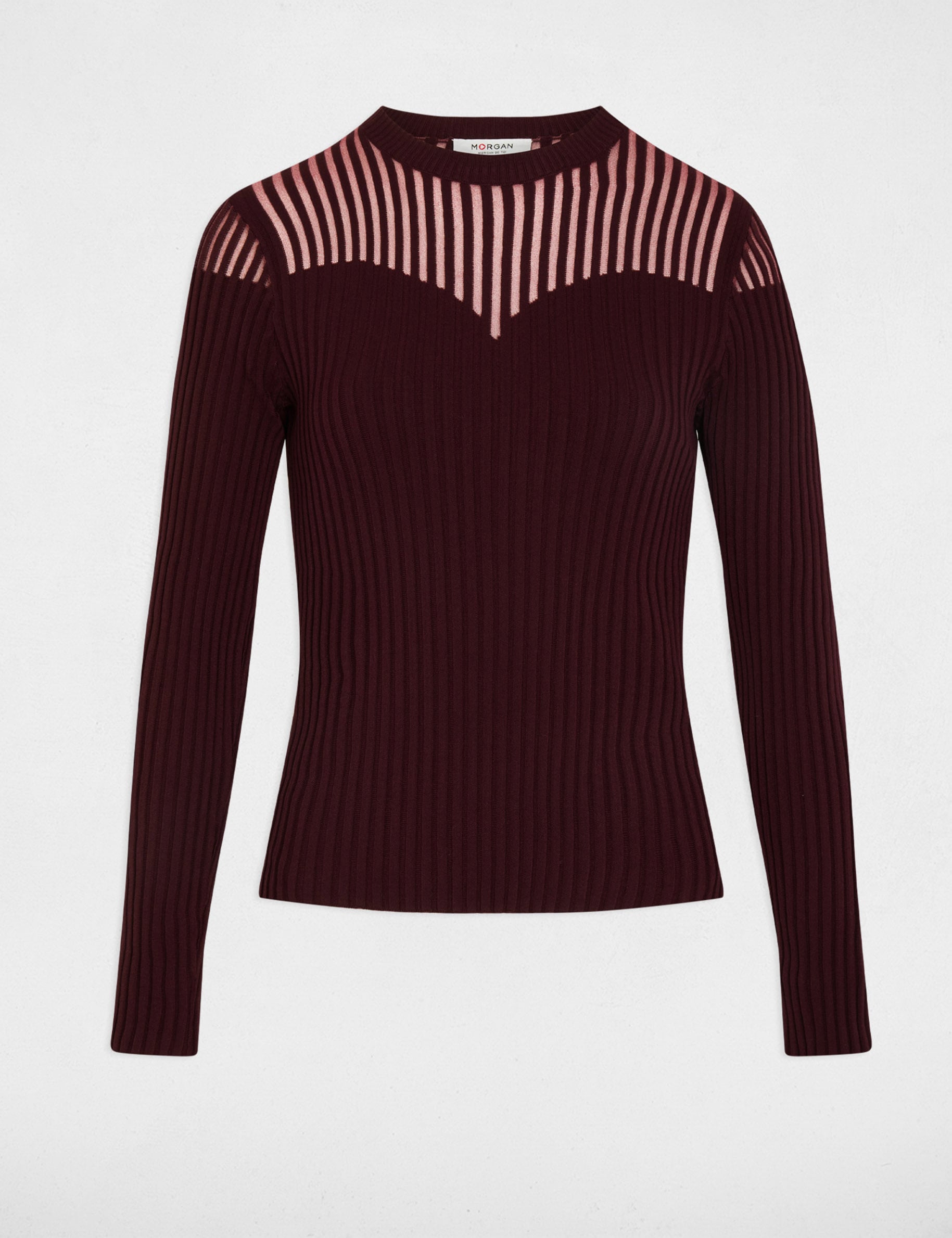 Pull manches longues prune femme