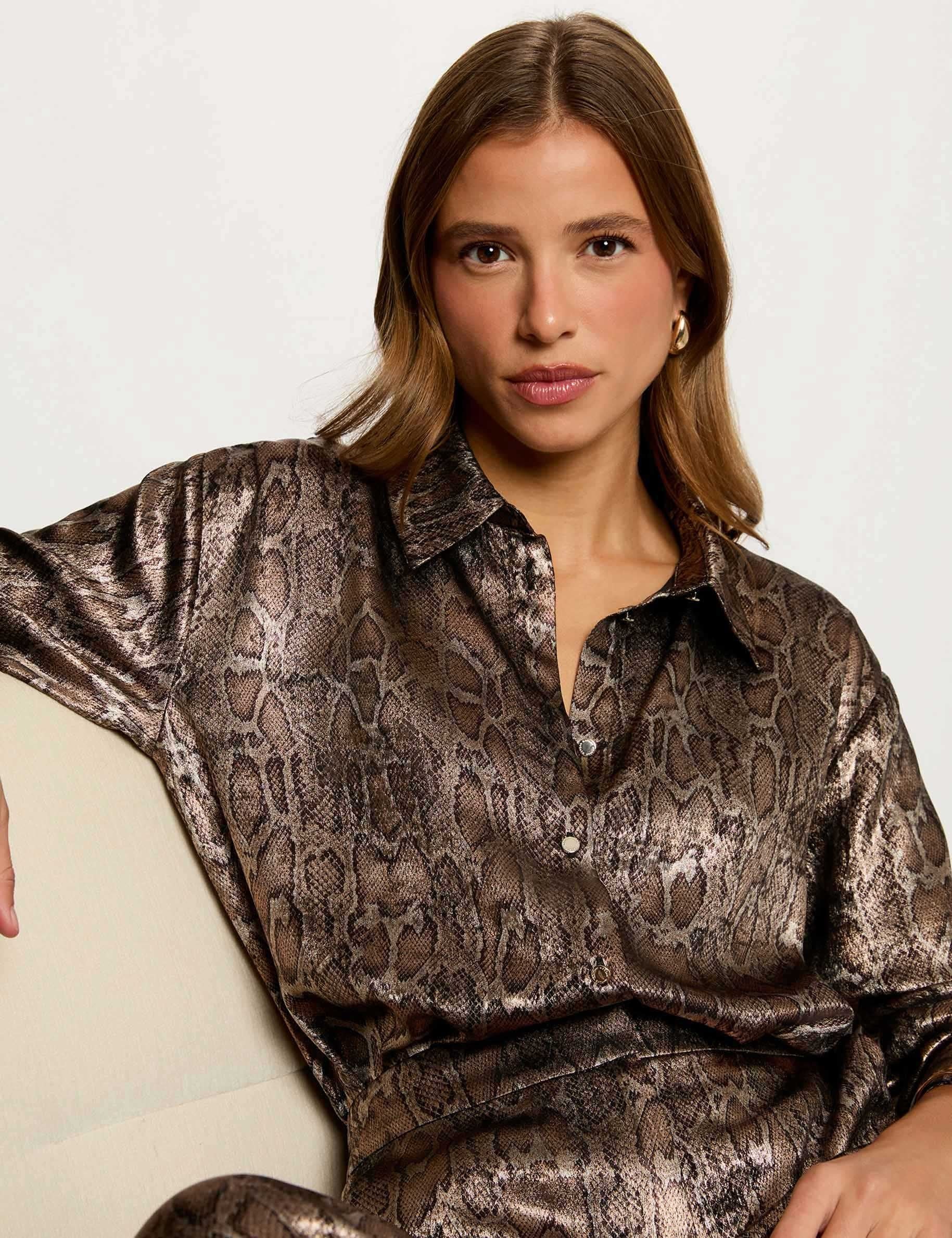 Chemise satin&eacute;e python multicolore femme