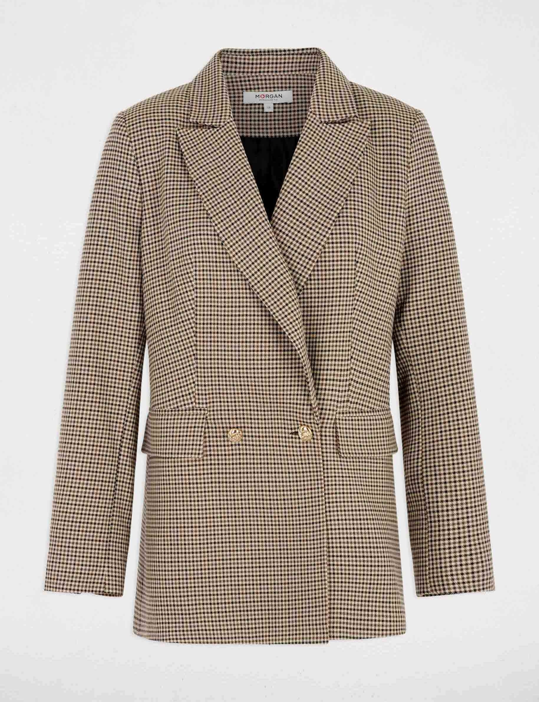 Blazer droit col tailleur marron femme