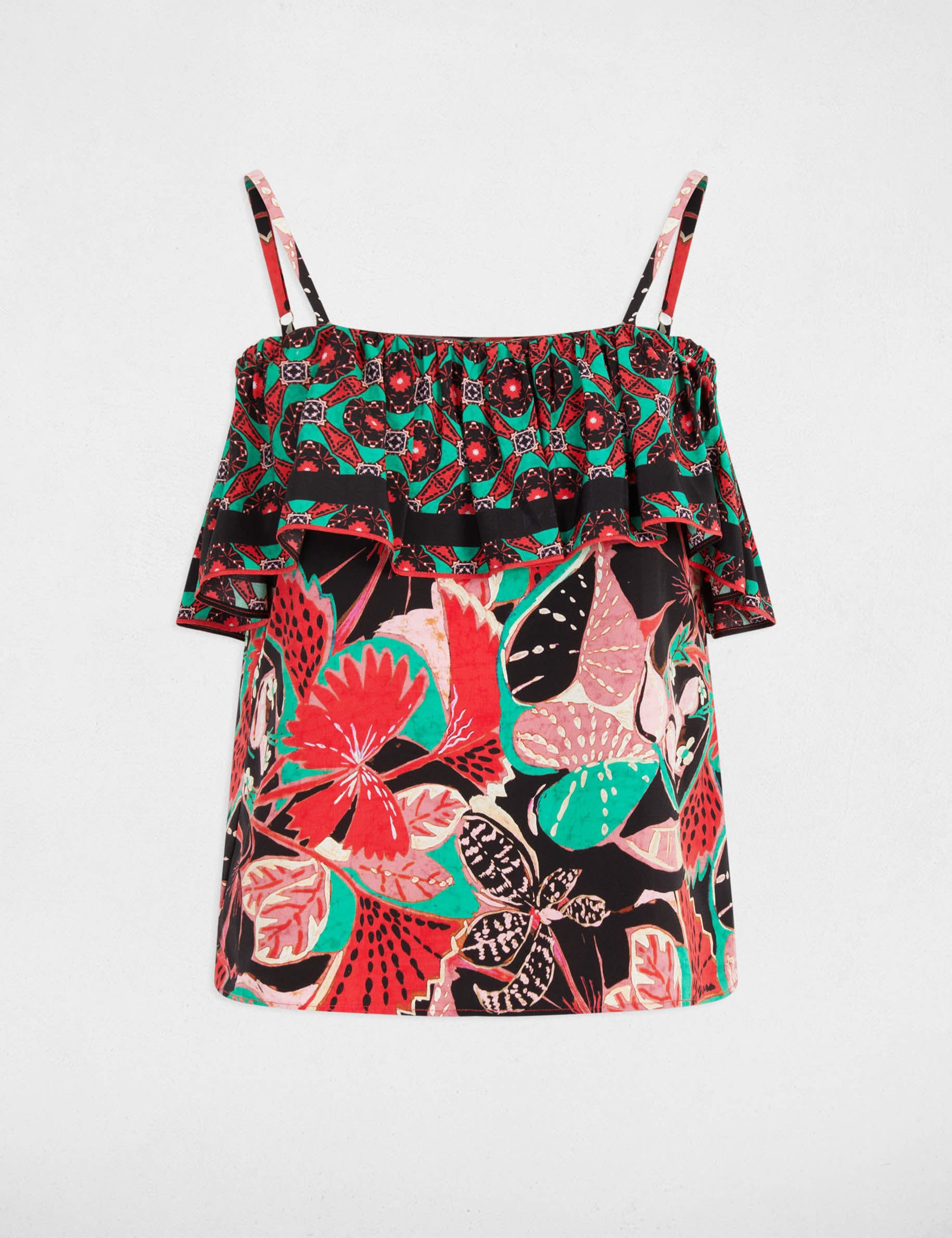 Top imprim&eacute; volants multicolore femme