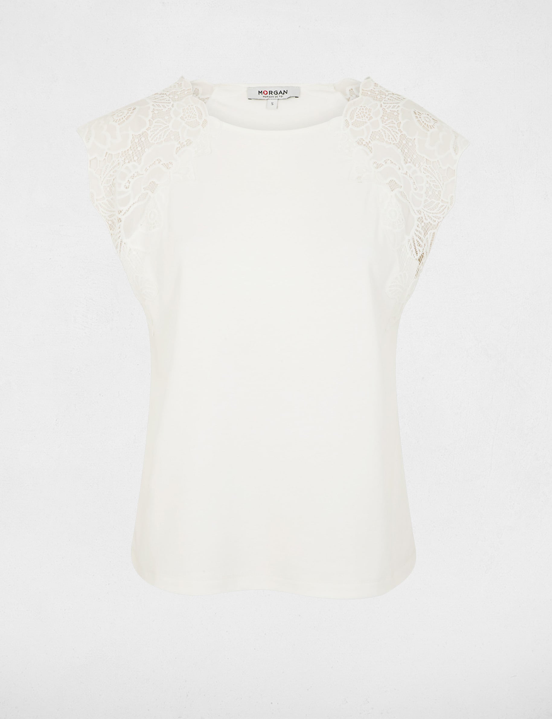 Top sans manches dentelle blanc femme