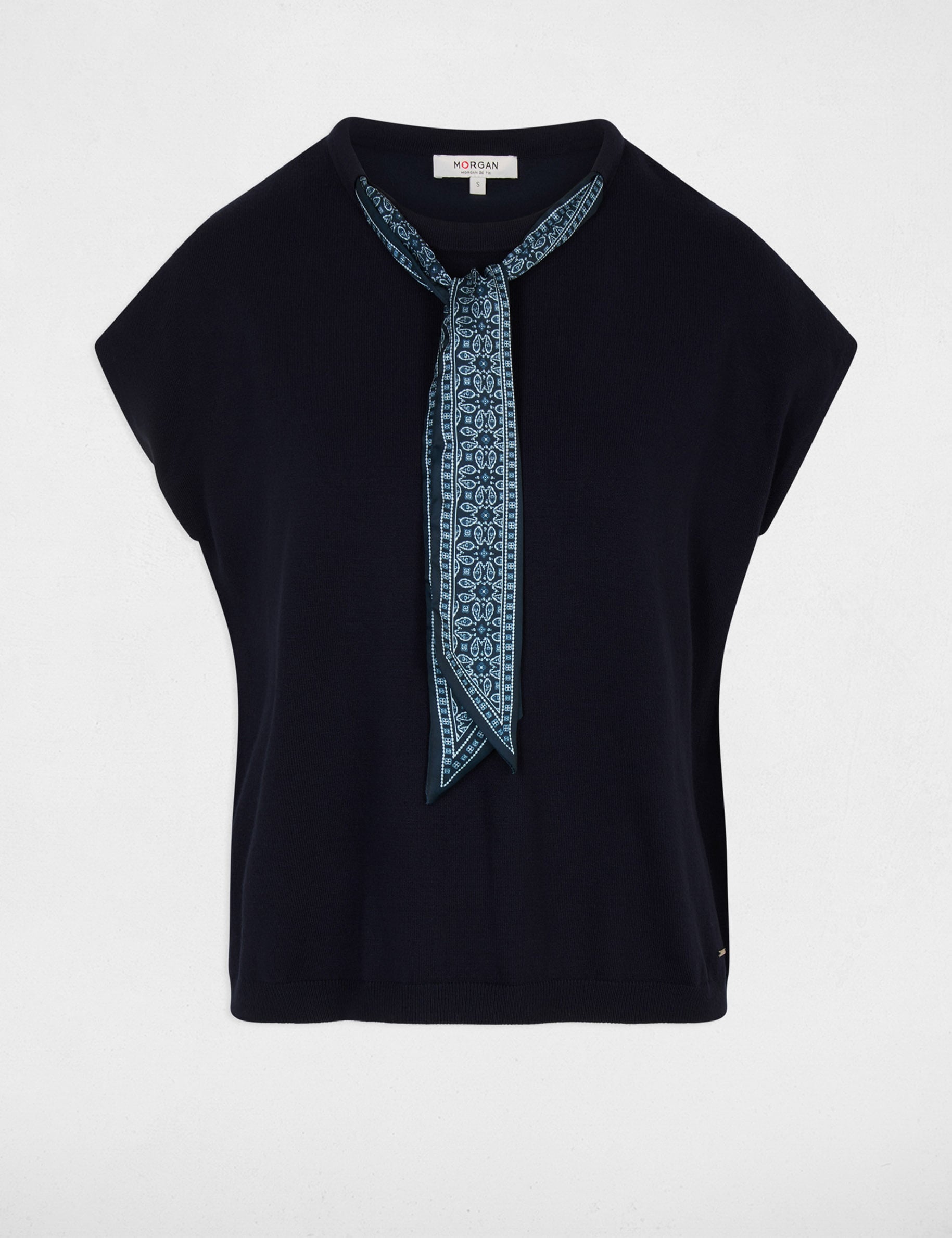 Pull sans manches bleu marine femme