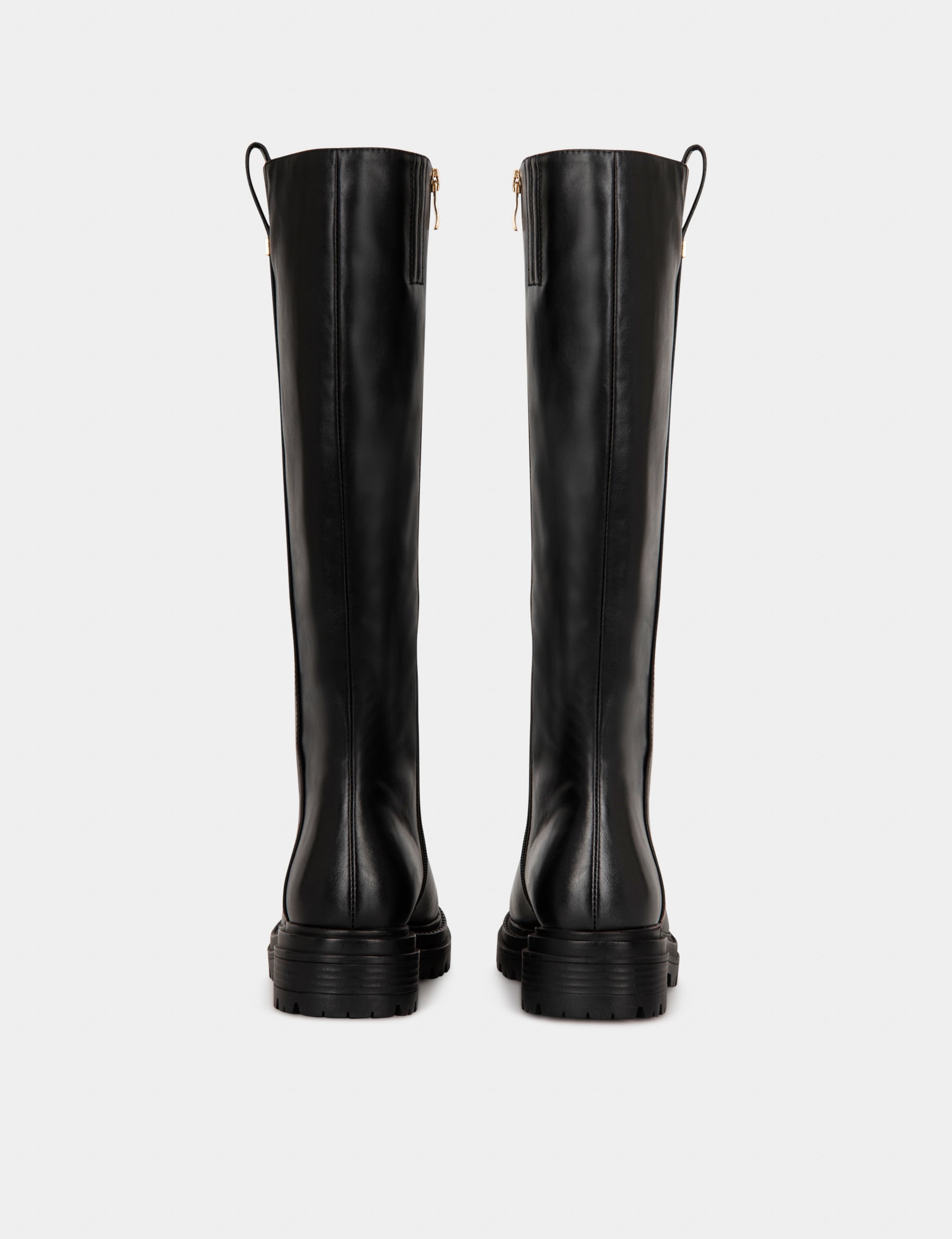 Bottes plates crant&eacute;es noir femme
