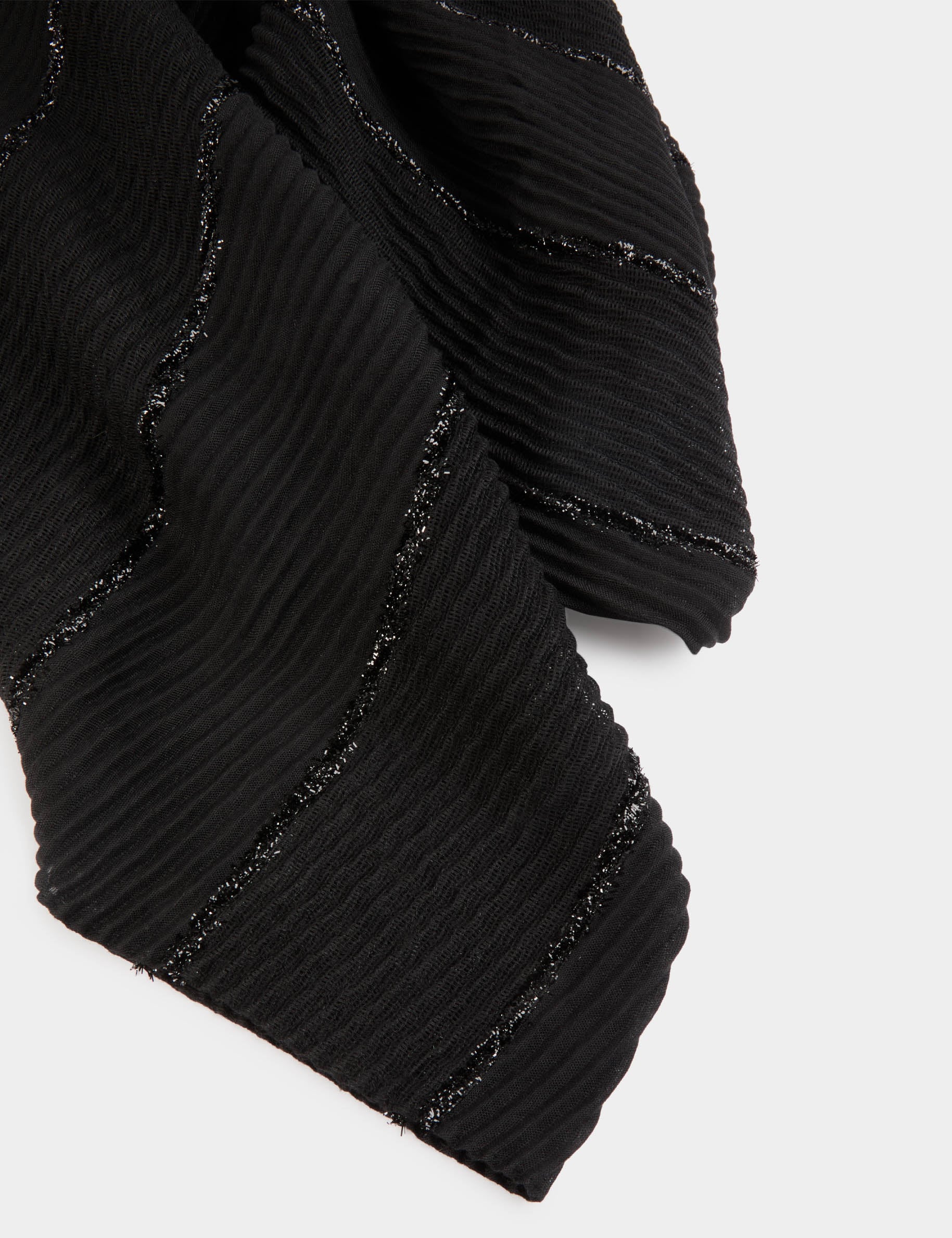 Foulard pliss&eacute; m&eacute;tallis&eacute; noir femme