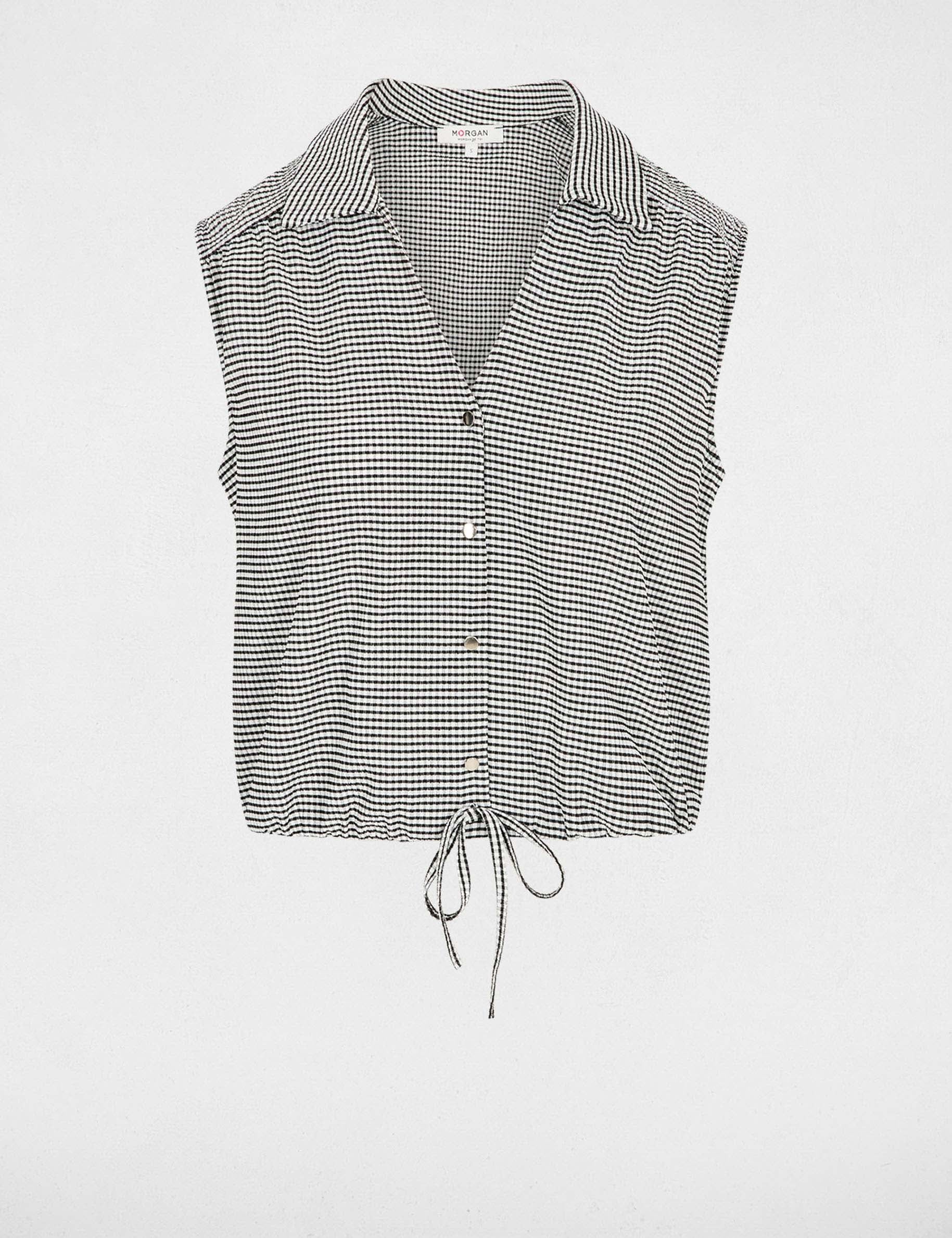 Chemise nou&eacute;e sans manches noir femme