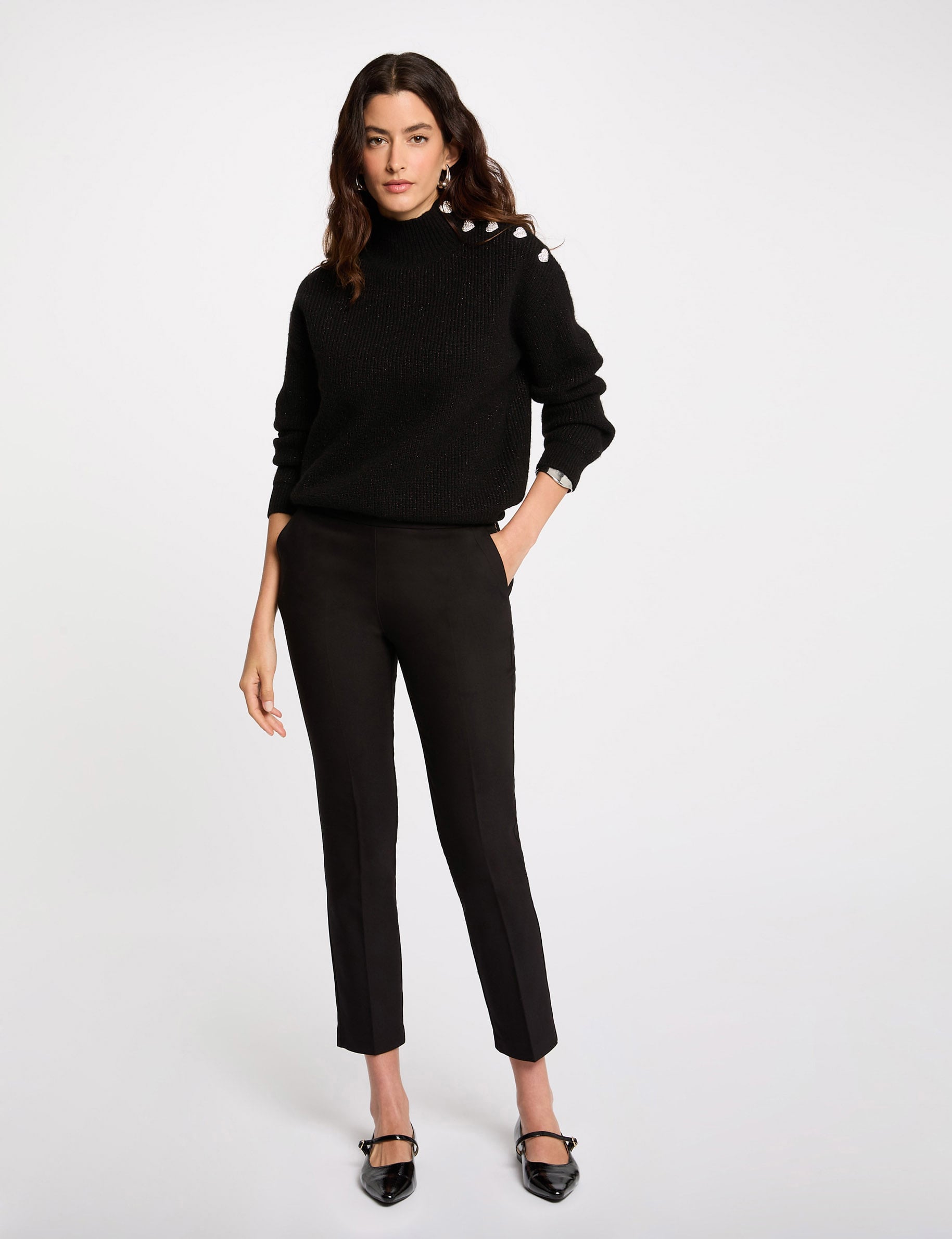 Pantalon cigarette 7/8&egrave;me noir femme