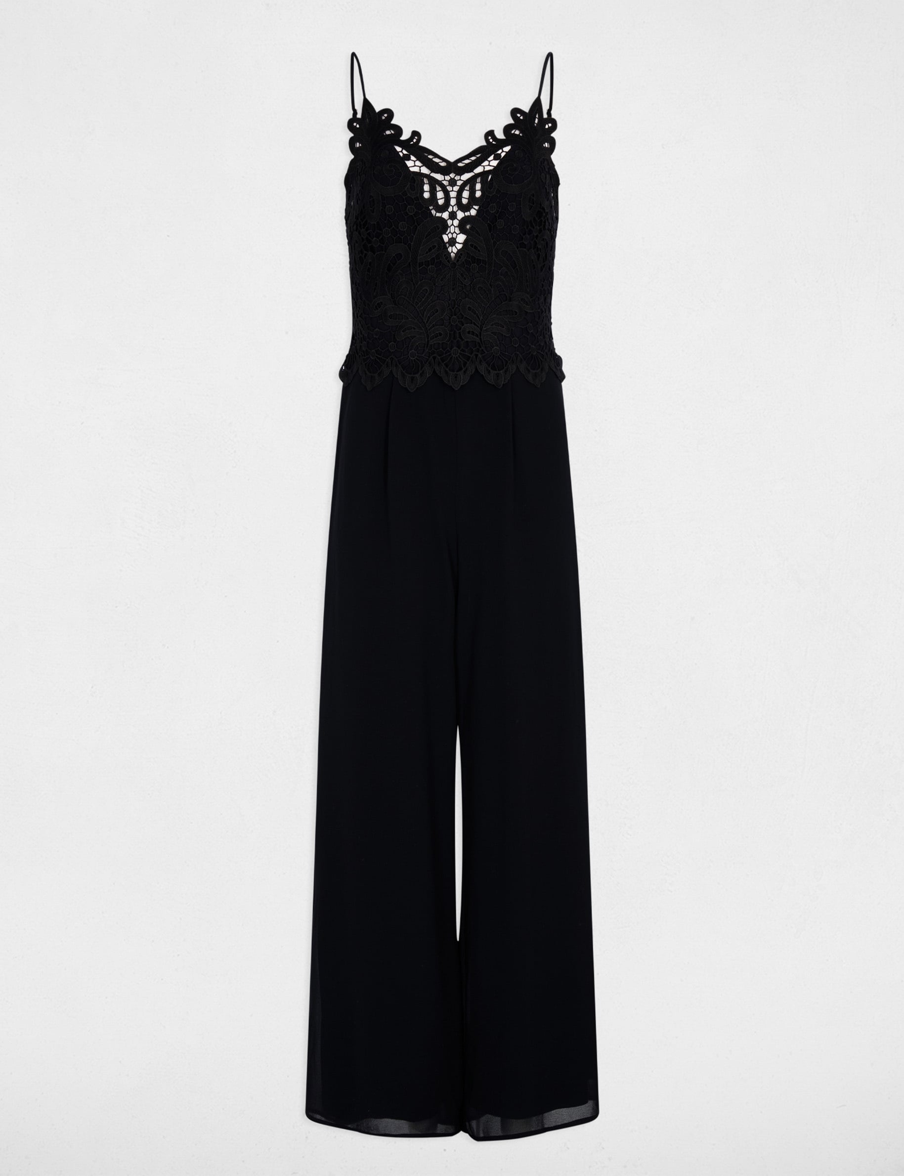 Combinaison dentelle col v noir femme