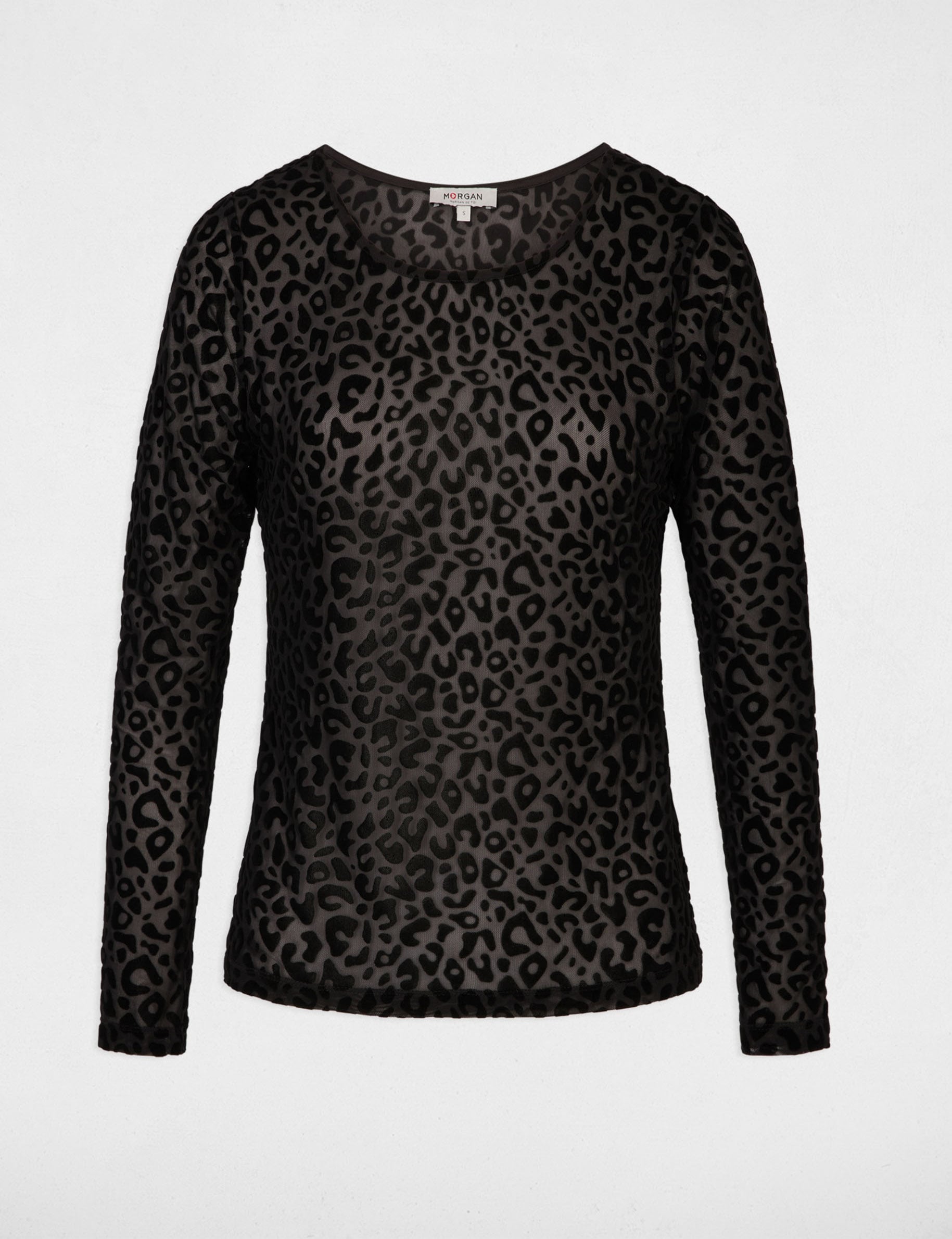T-shirt cintr&eacute; col rond noir femme