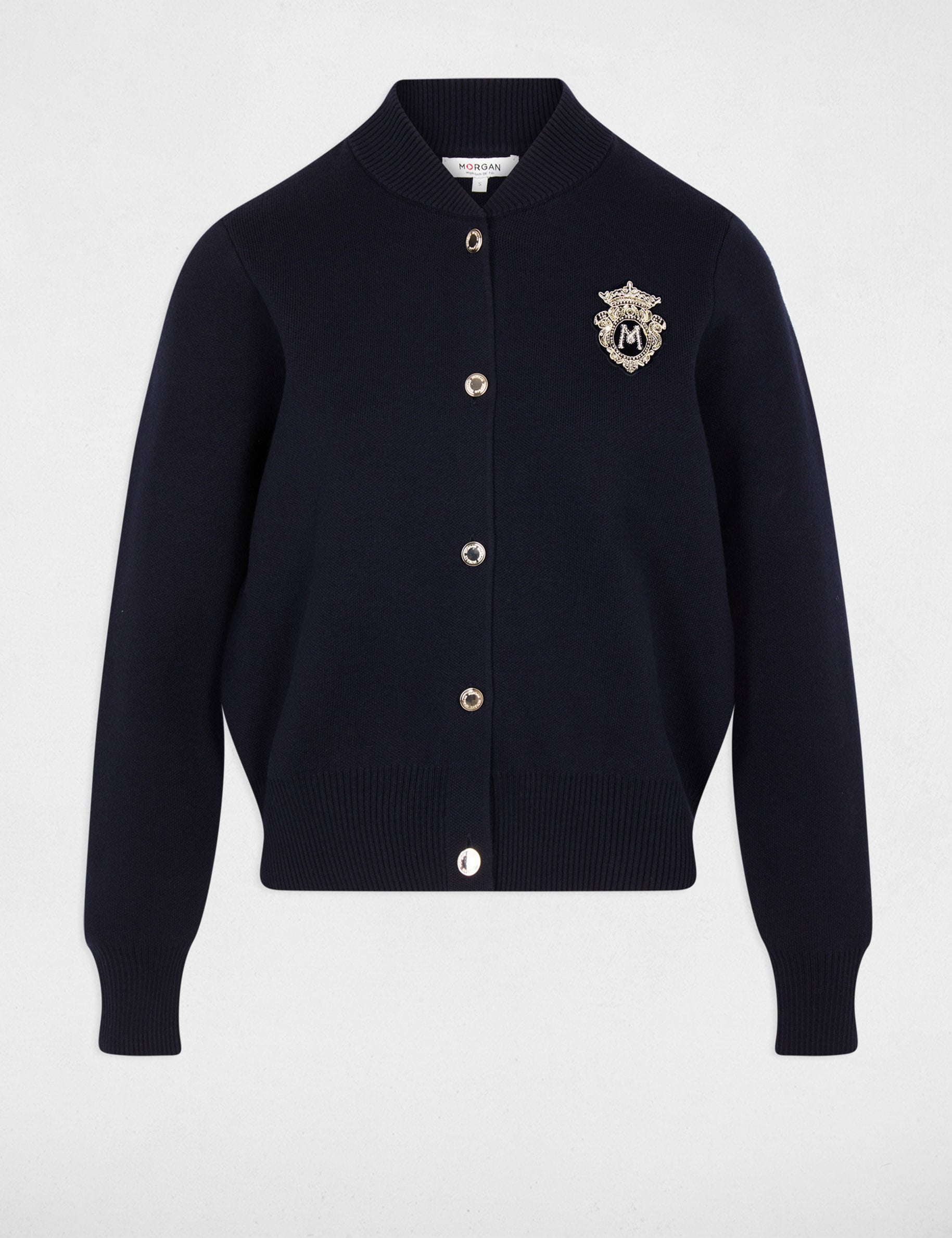 Pull col teddy bleu marine femme