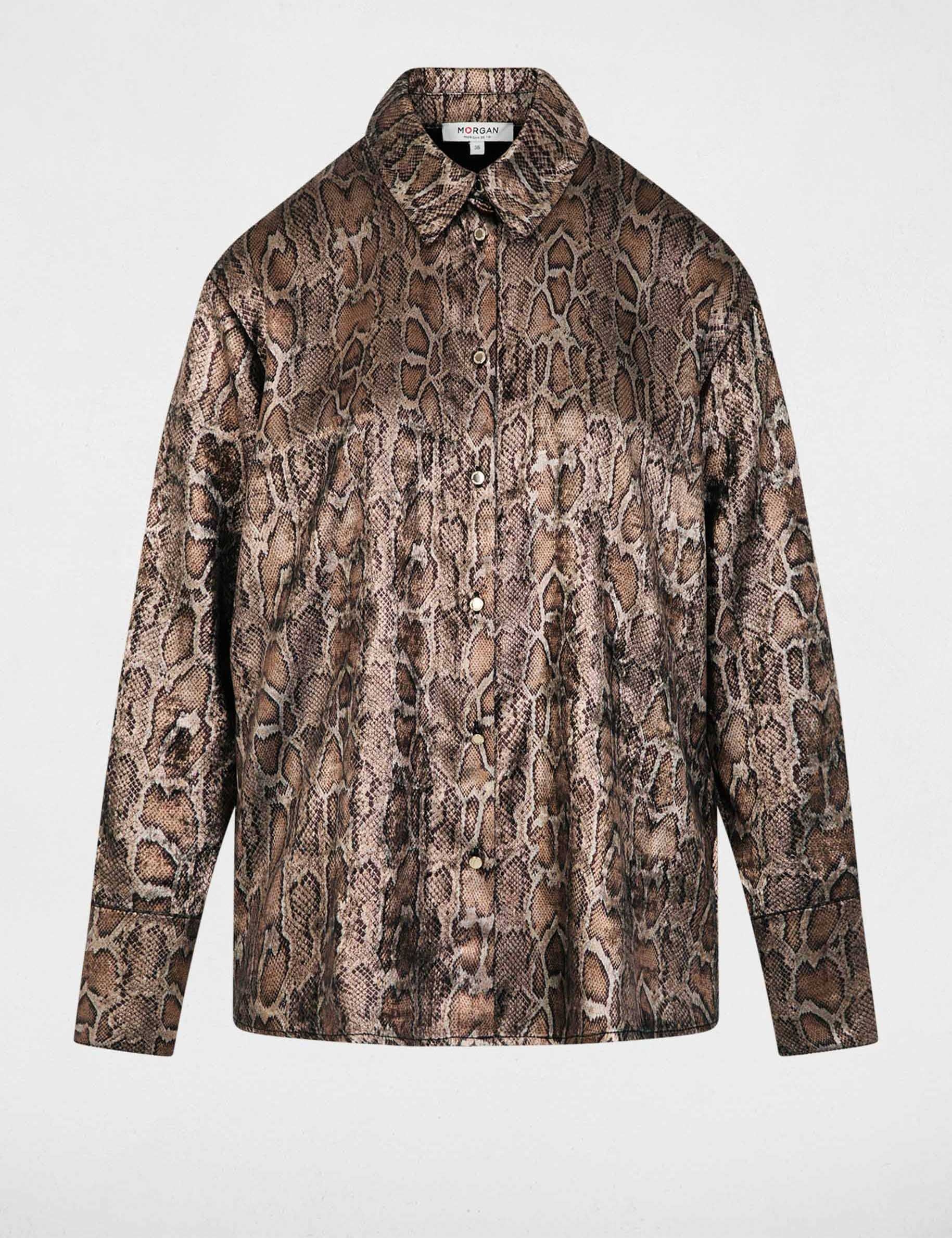 Chemise satin&eacute;e python multicolore femme
