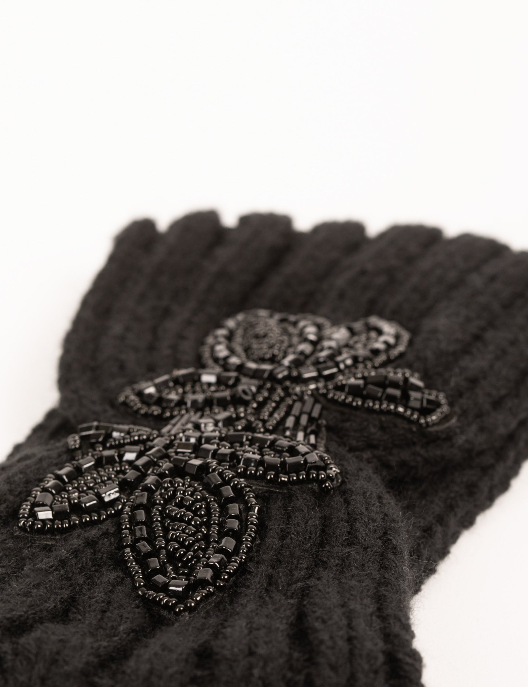 Bandeau avec d&eacute;tail en perles noir femme