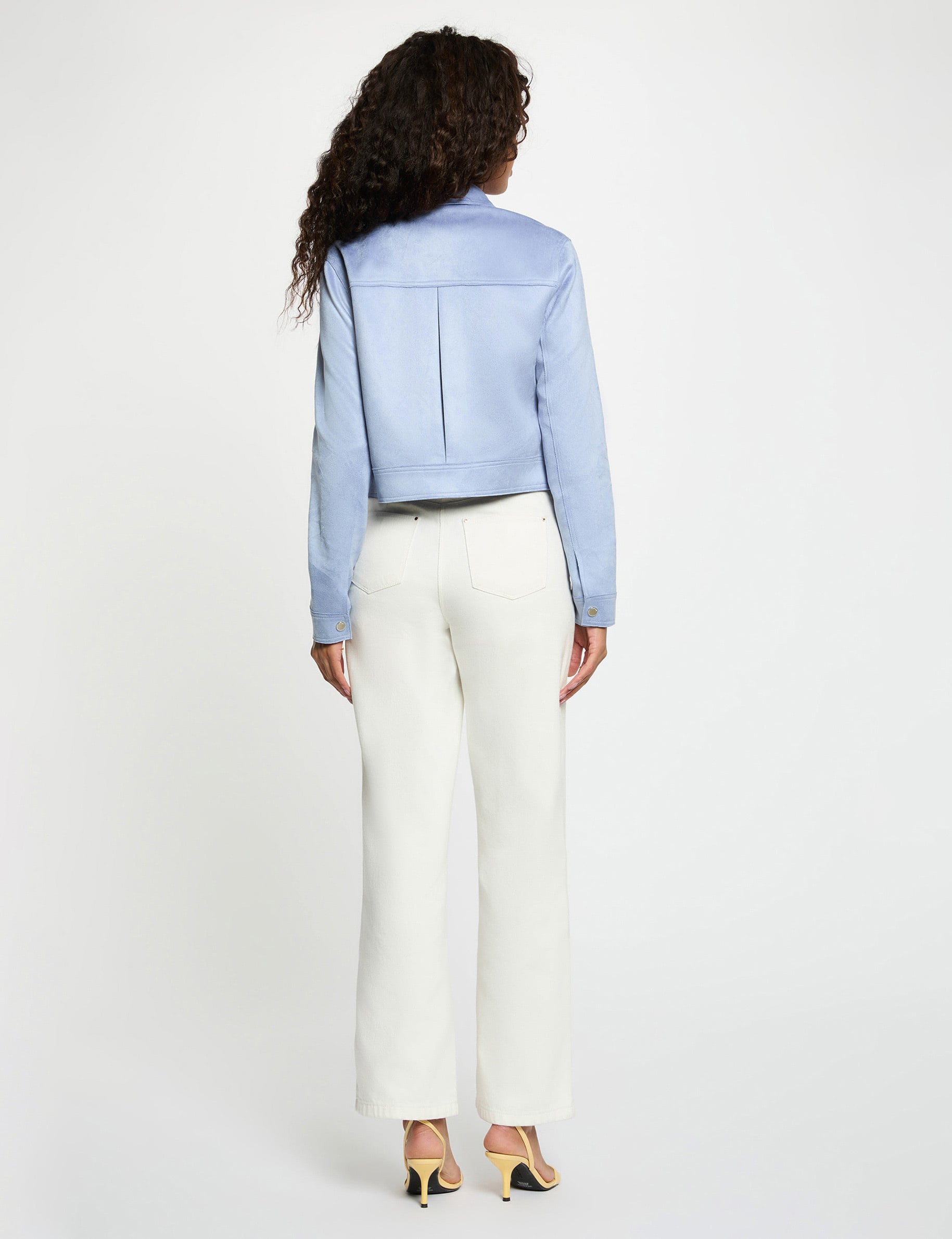 Blouson ajust&eacute; su&eacute;dine bleu lavande femme