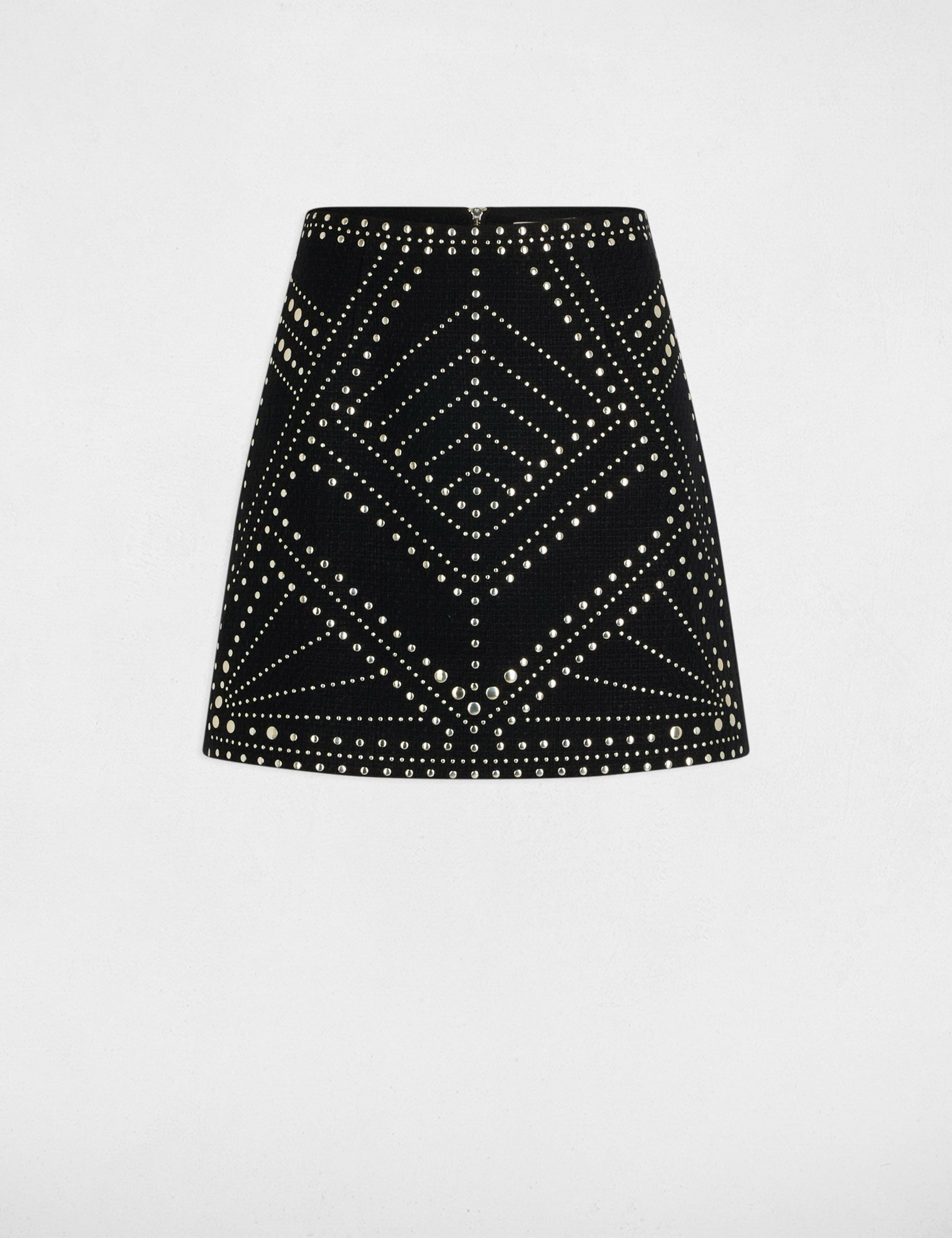 Jupe courte tweed clous noir femme