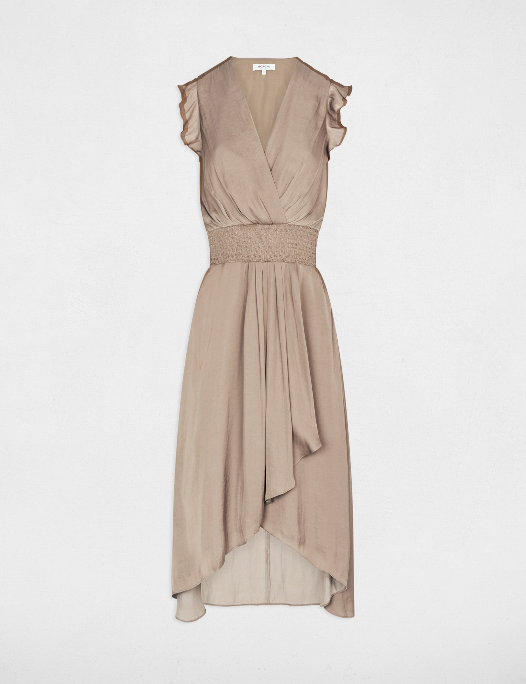 Robe droite fluide sans manches taupe femme