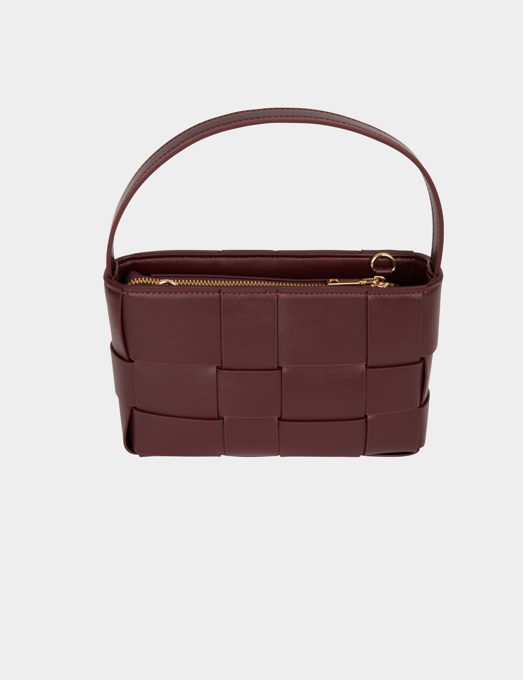 Sac tress&eacute; similicuir bordeaux femme
