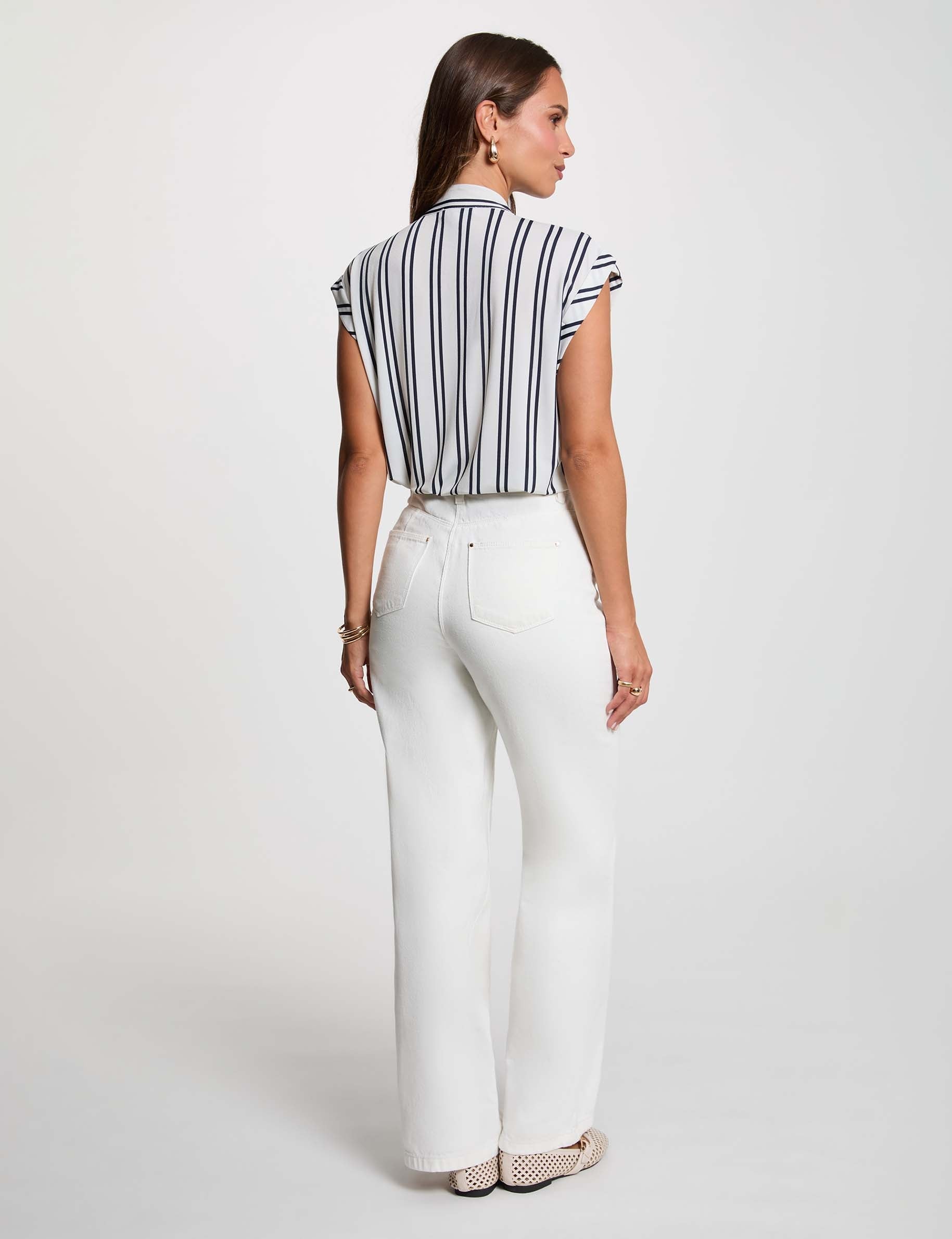 Chemise col lavalli&egrave;re blanc femme