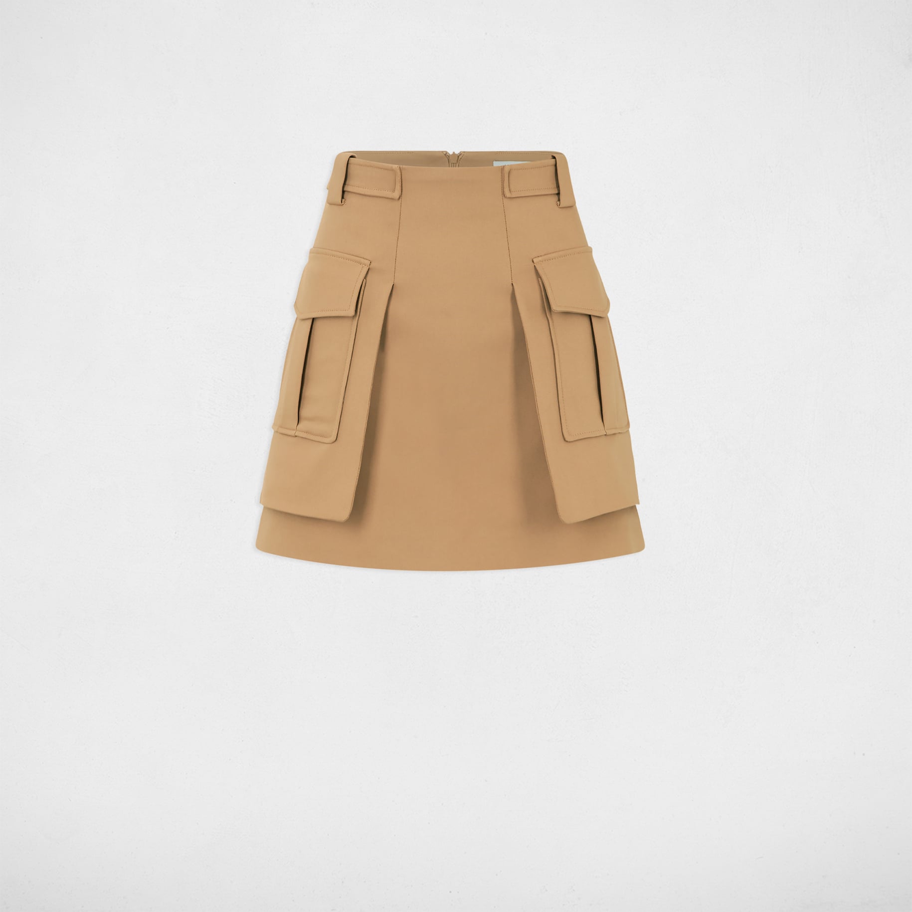 Jupe courte poches c&ocirc;t&eacute;s beige femme