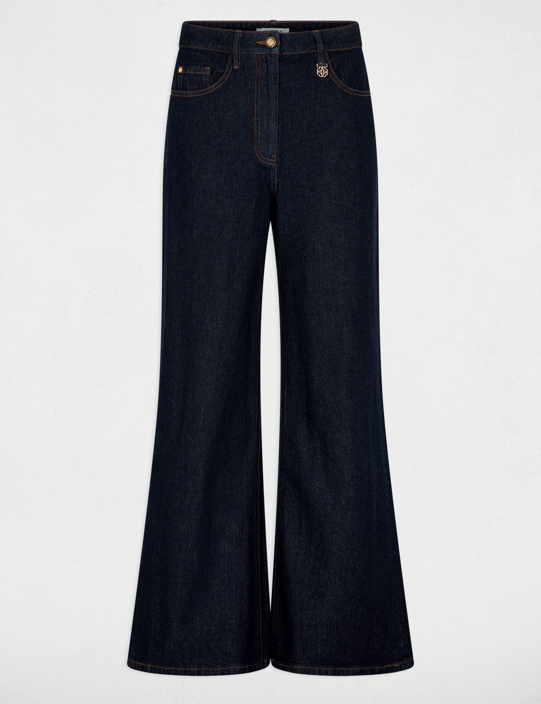 Jean large taille haute bleu femme