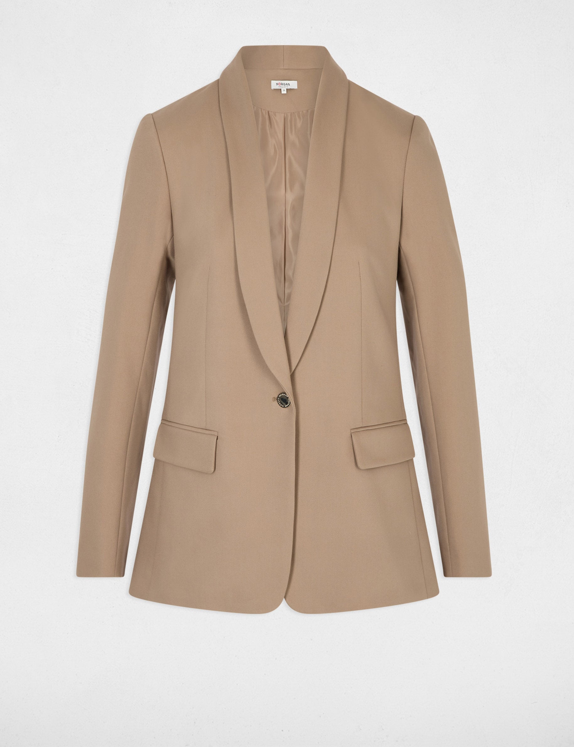 Veste courte col ch&acirc;le taupe femme