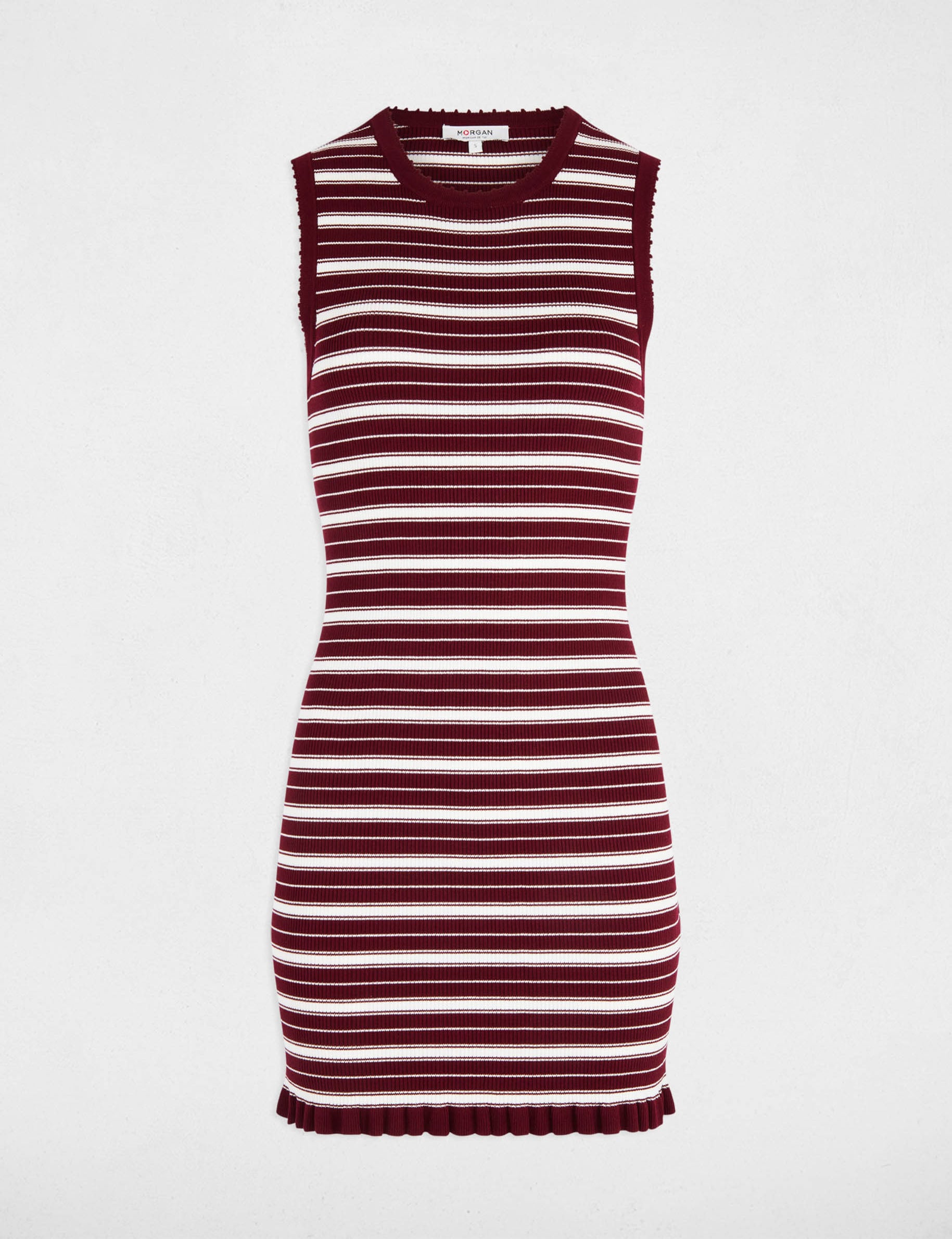 Robe tricot sans manches bordeaux femme
