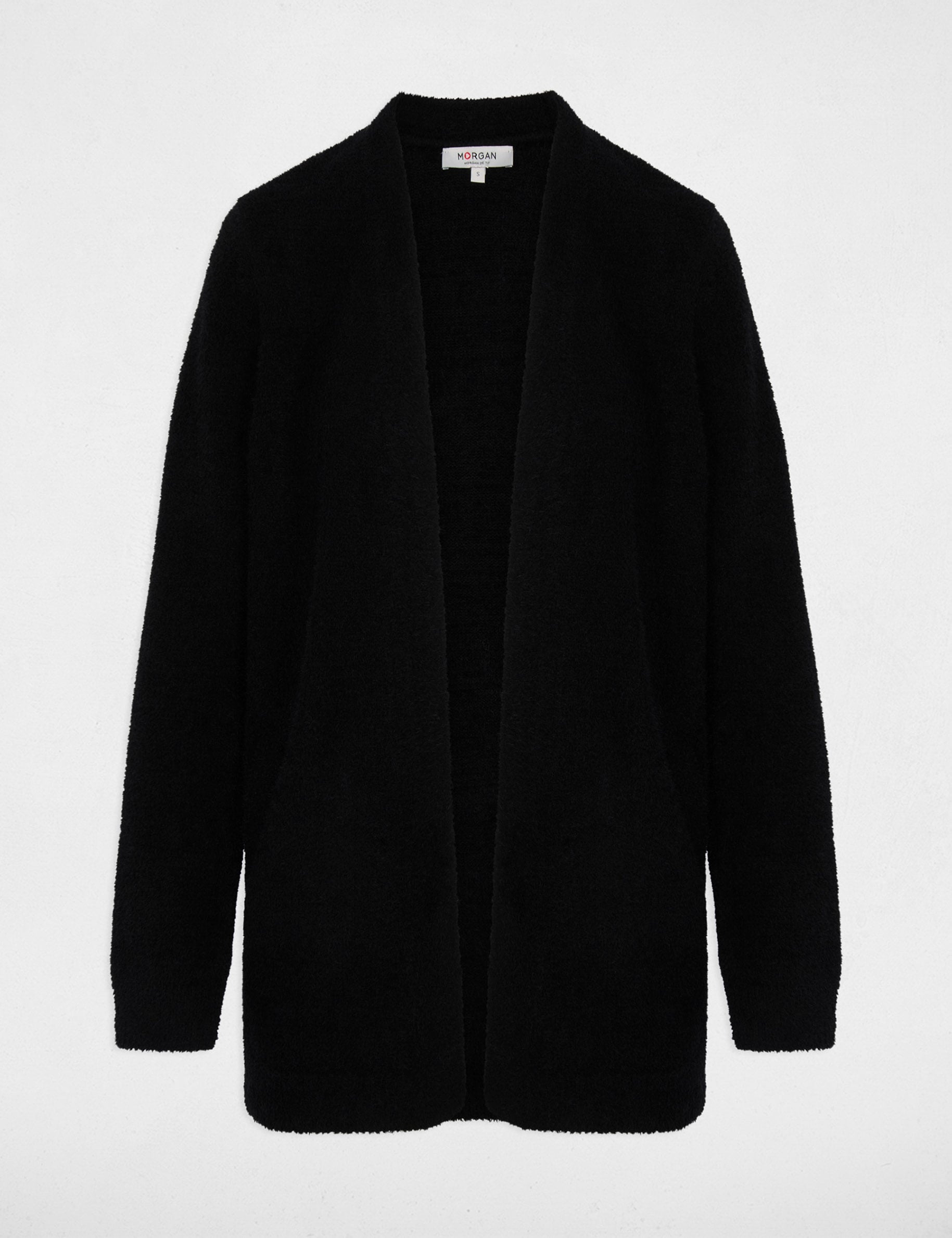 Gilet long col v noir femme