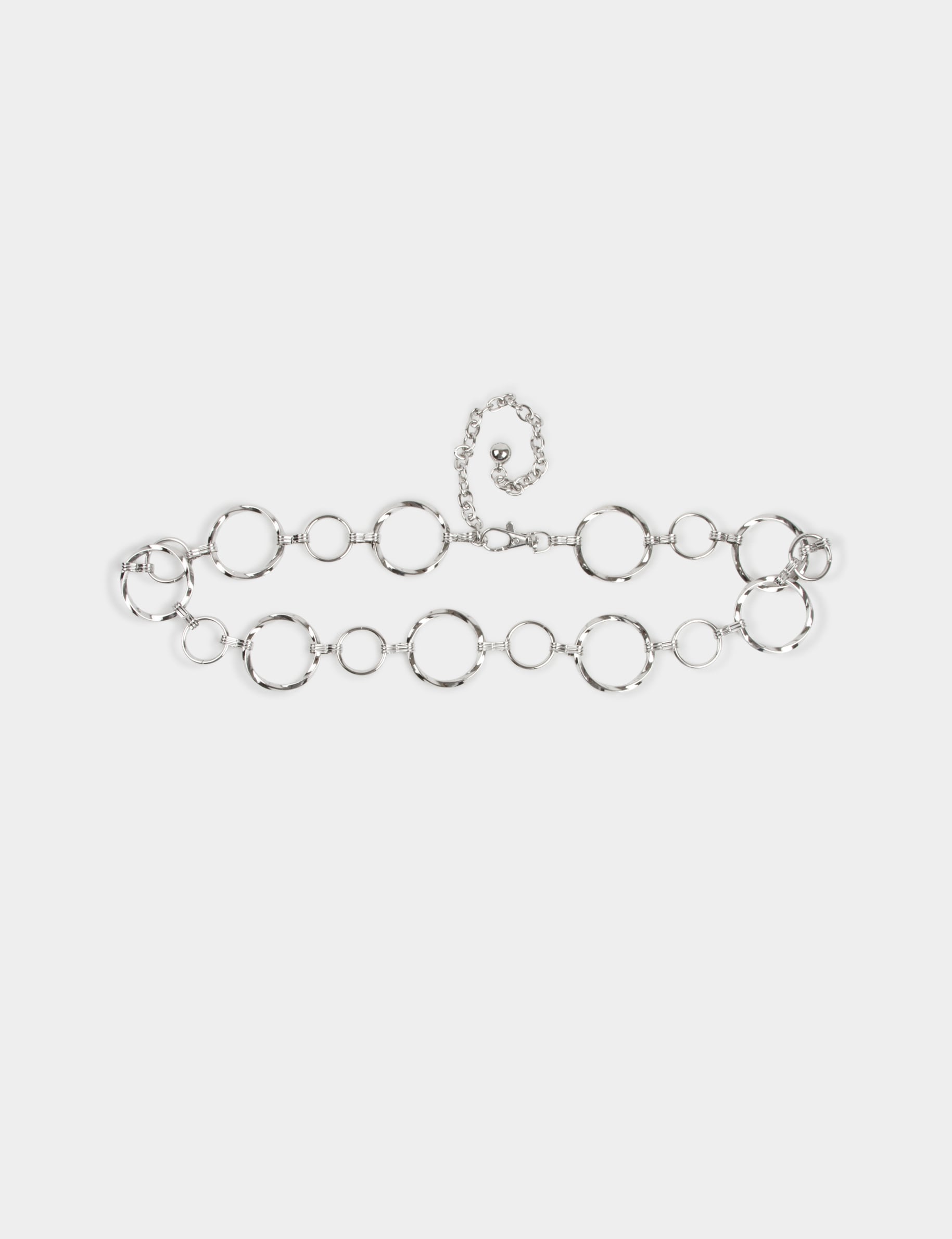 Ceinture anneaux en m&eacute;tal couleur argent femme
