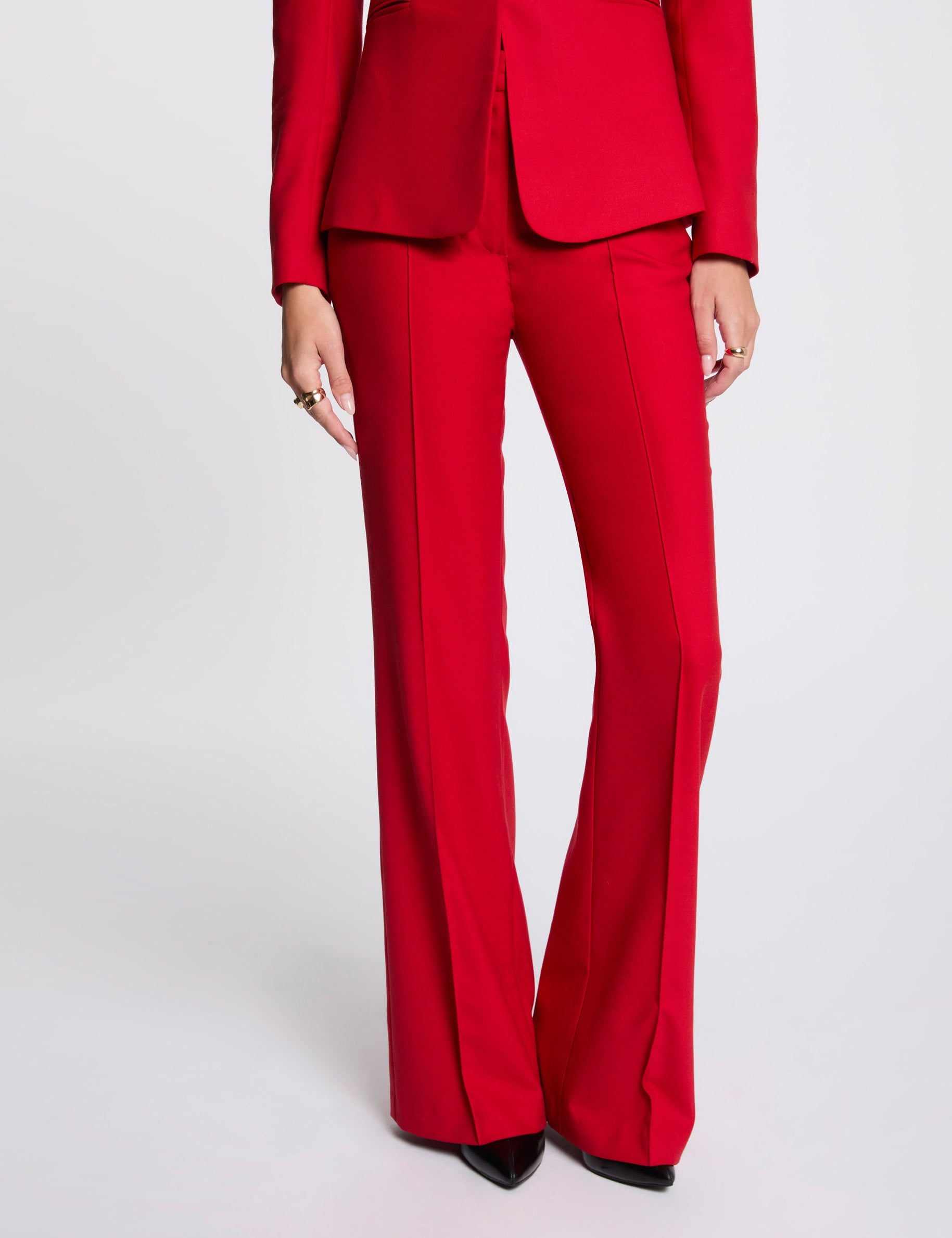 Pantalon bootcut rouge femme