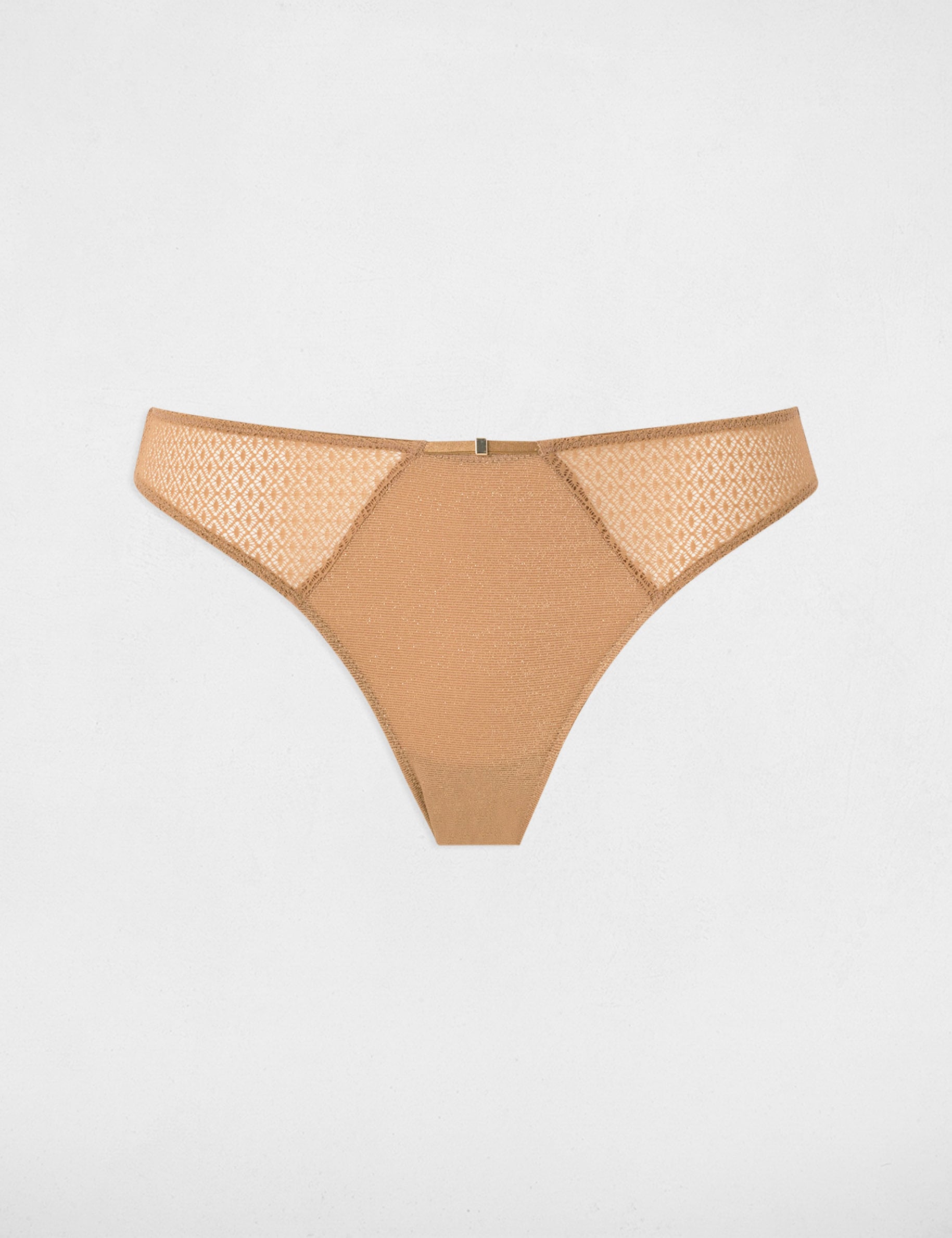 Slip dentelle taille basse jaune or femme