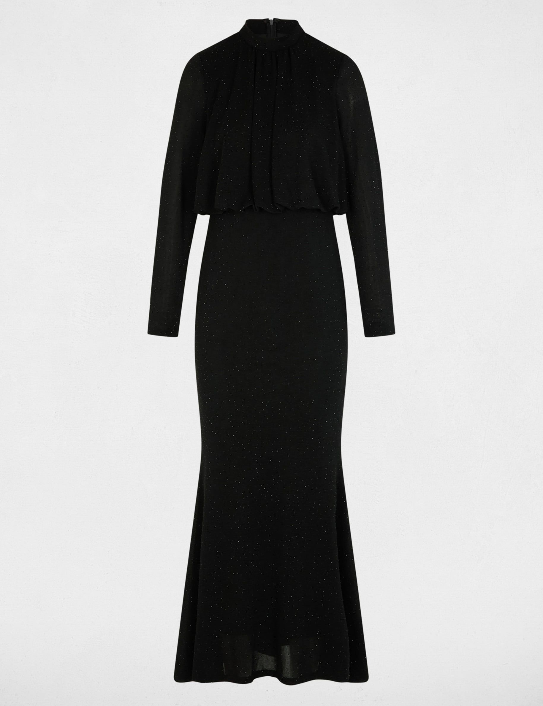 Robe maille brillante noir femme